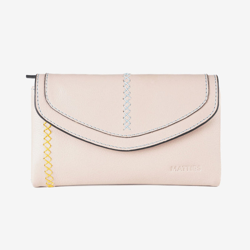 Cartera de piel para mujer, Serie stitch leather. 17x10 cm - Matties Bags