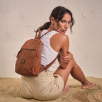 MOCHILA PIEL LAVADA PARA MUJER, 24x31x09 CM - Matties Bags