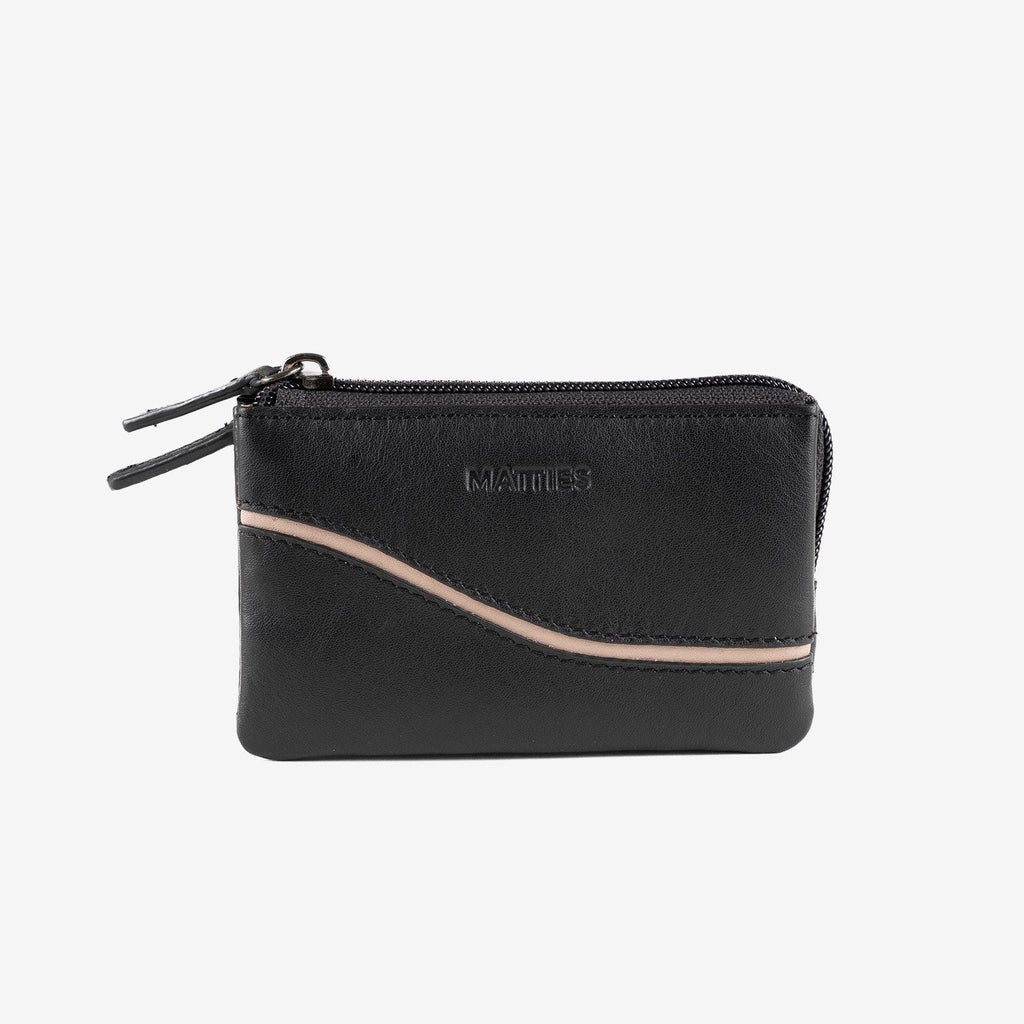 Monedero de piel para mujer, Serie line leather. 12x07 cm - Matties Bags