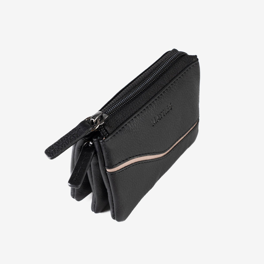 Monedero de piel para mujer, Serie line leather. 12x07 cm - Matties Bags