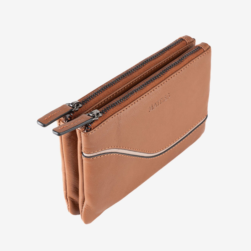 Monedero de piel para mujer, Serie line leather. 16x10 cm - Matties Bags