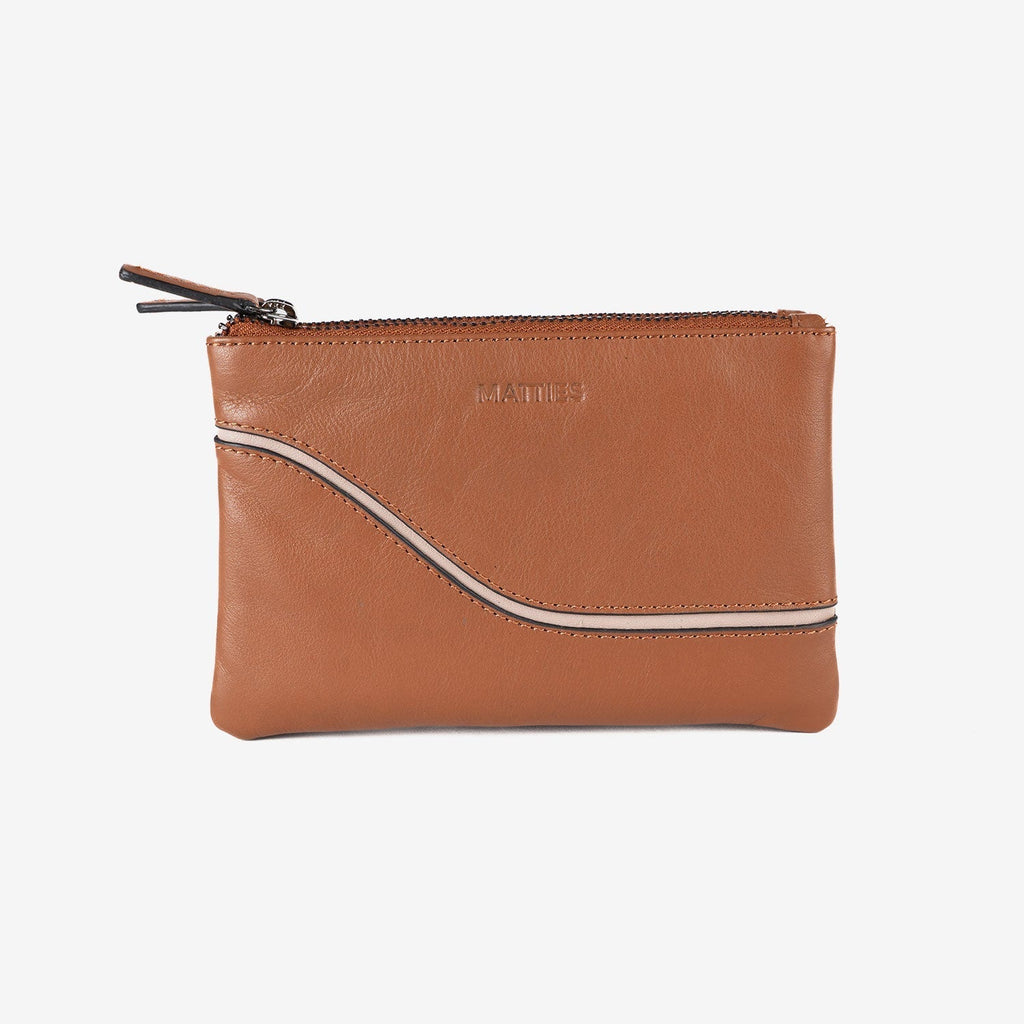 Monedero de piel para mujer, Serie line leather. 16x10 cm - Matties Bags