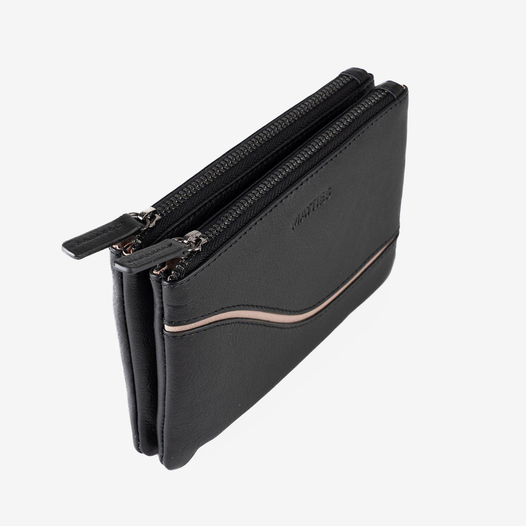 Monedero de piel para mujer, Serie line leather. 16x10 cm - Matties Bags
