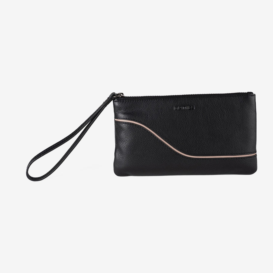 Carteira de senhora em pele, linha Line Leather. 19,5 x 10,5 cm