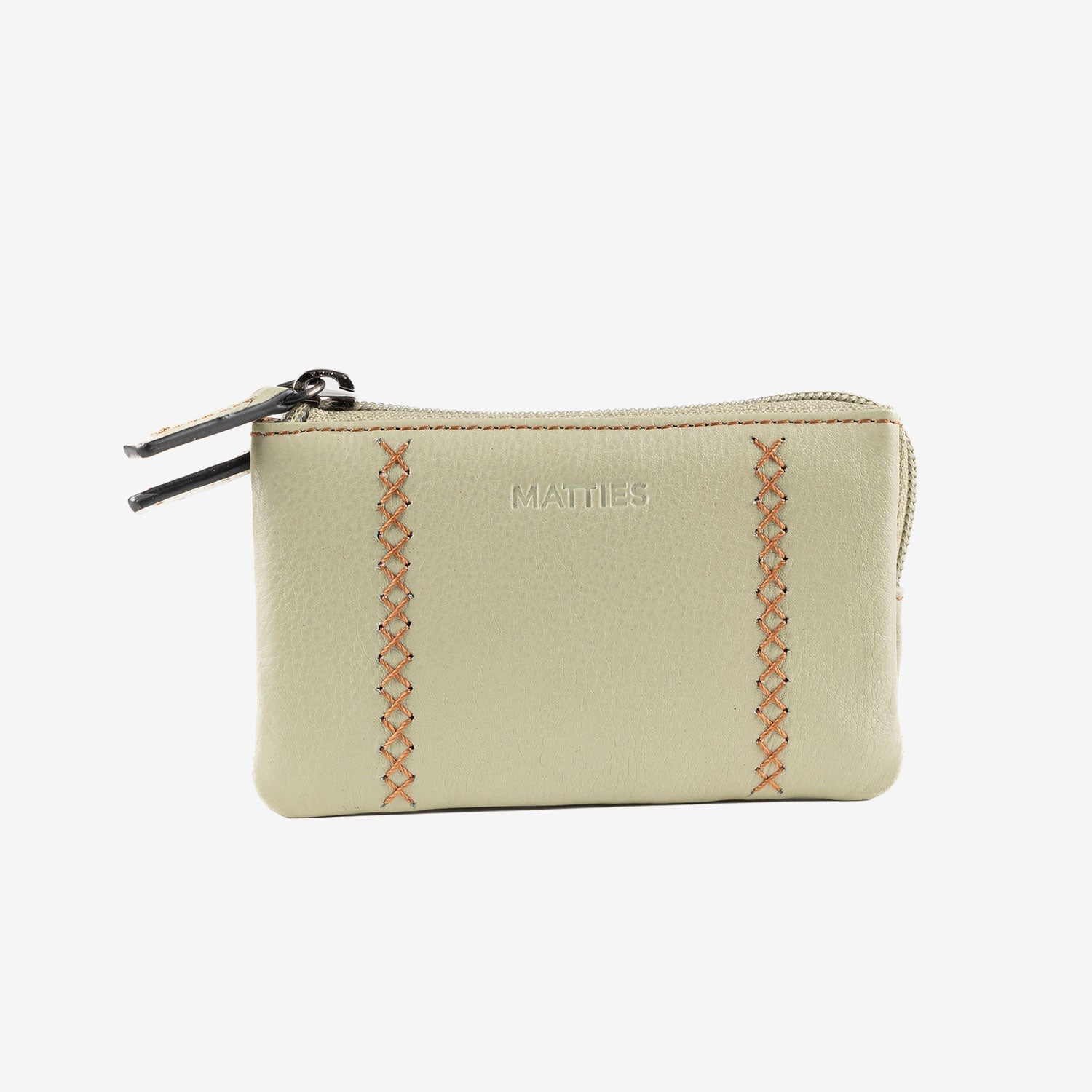 Monedero de piel para mujer, Serie stitch leather. 12x07 cm - Matties Bags