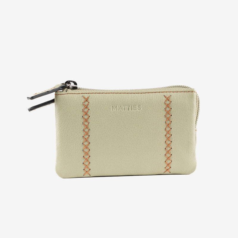 Monedero de piel para mujer, Serie stitch leather. 12x07 cm - Matties Bags