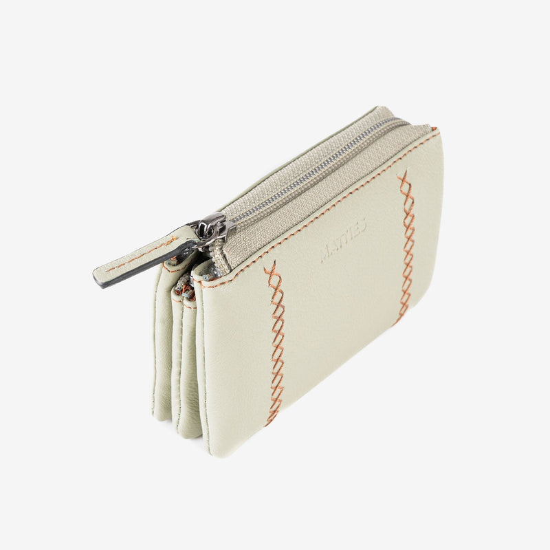 Monedero de piel para mujer, Serie stitch leather. 12x07 cm - Matties Bags