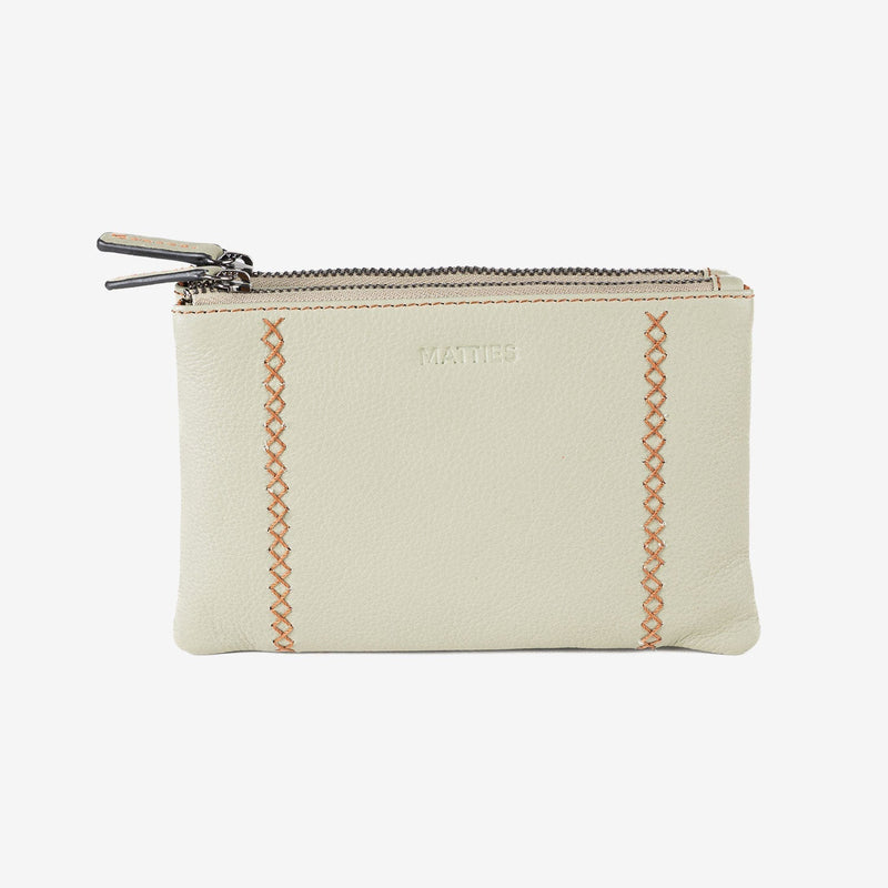 Monedero de piel para mujer, Serie stitch leather. 16x10 cm - Matties Bags