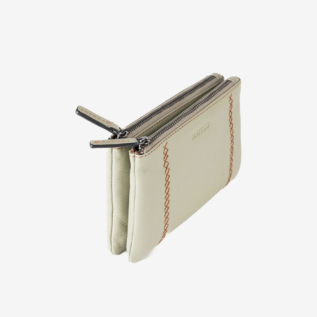 Monedero de piel para mujer, Serie stitch leather. 16x10 cm - Matties Bags