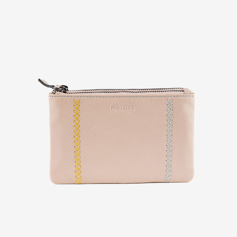 Monedero de piel para mujer, Serie stitch leather. 16x10 cm - Matties Bags