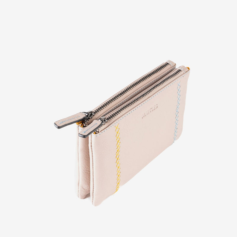 Monedero de piel para mujer, Serie stitch leather. 16x10 cm - Matties Bags