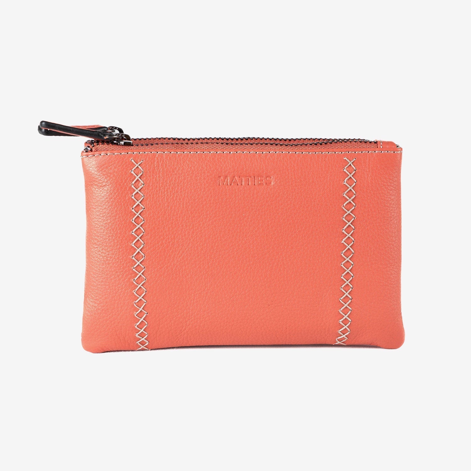 Monedero de piel para mujer, Serie stitch leather. 16x10 cm - Matties Bags