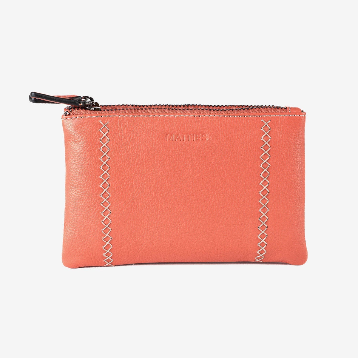 Monedero de piel para mujer, Serie stitch leather. 16x10 cm - Matties Bags