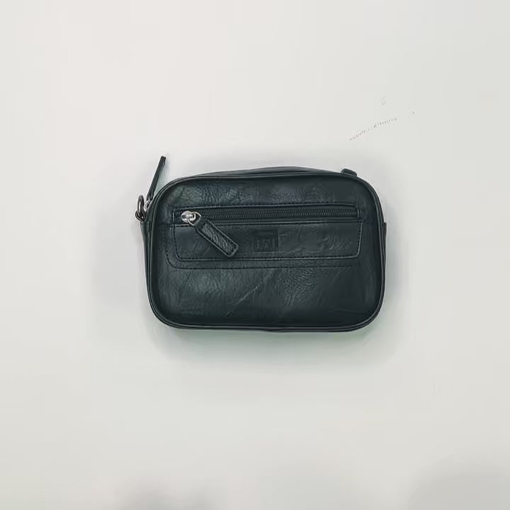 Bolsa de mão ou nécessaire compacta para homem em napa
