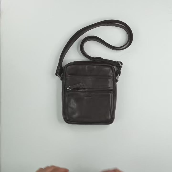Bolsa de ombro para homem, coleção em pele de bovino/sedoso. 18x20 cm