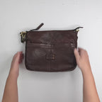 Bolsa de senhora em pele lavada, 30x24x11 cm