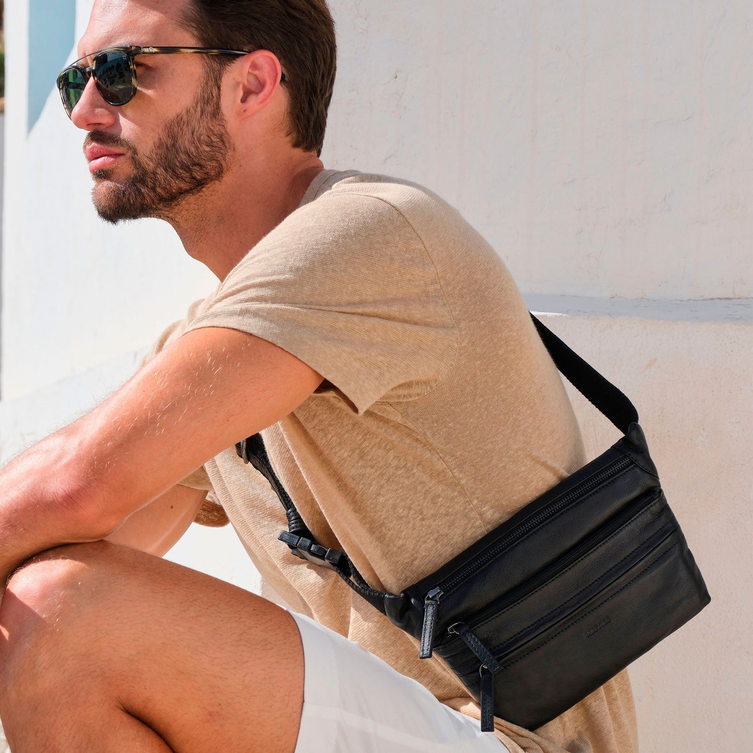 RIÑONERA PARA HOMBRE, COLECCIÓN COW SILKY/LEATHER. 28x15.5 cm - Matties Bags