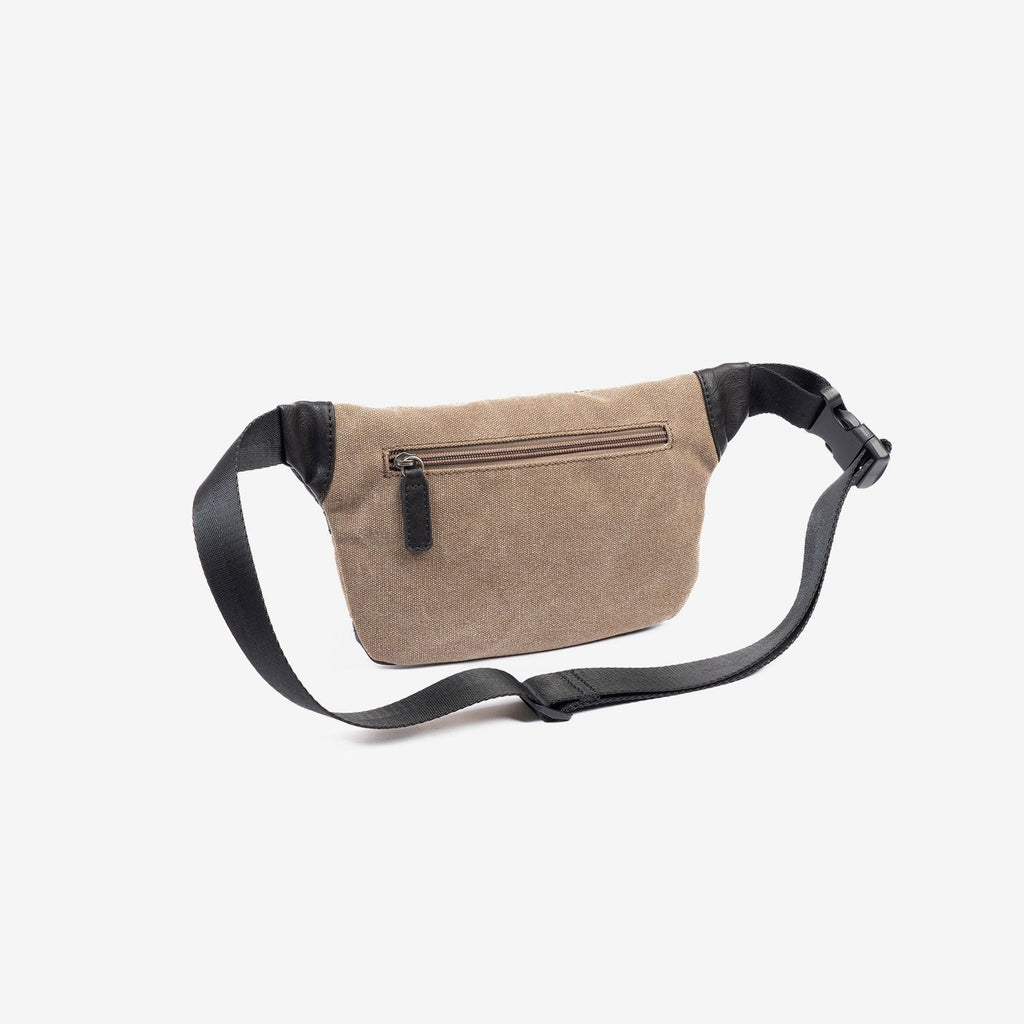Riñonera para hombre , color marrón, Serie Lona. 28x15.5 cm - Matties Bags