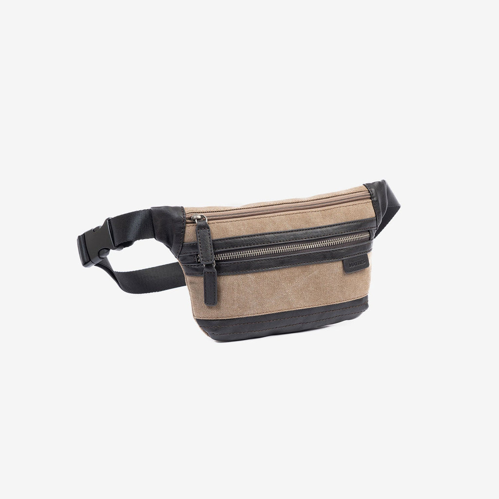Riñonera para hombre , color marrón, Serie Lona. 28x15.5 cm - Matties Bags