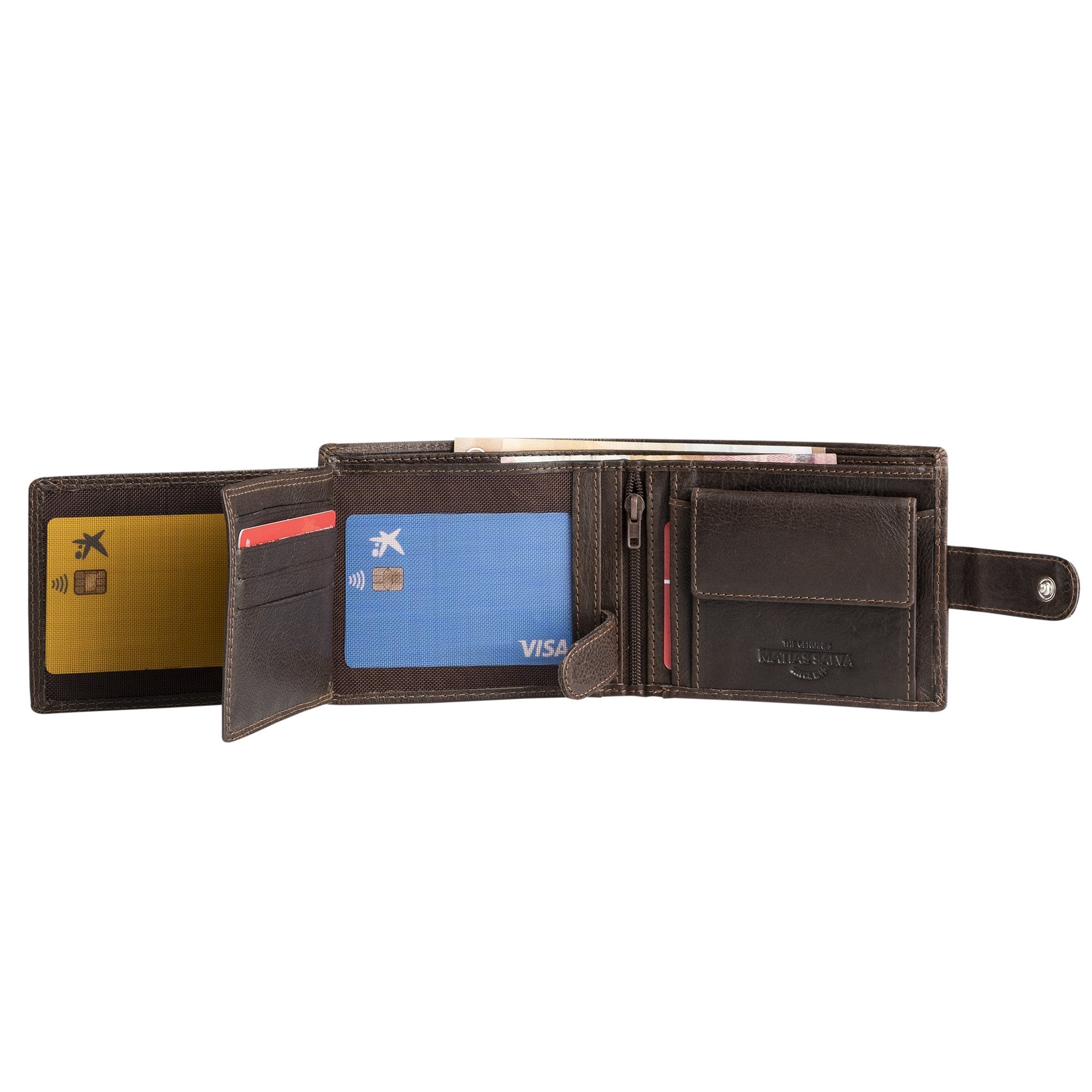 Billetero piel marrón, Colección Billeteros piel Wash. 11x9 cm - Matties Bags