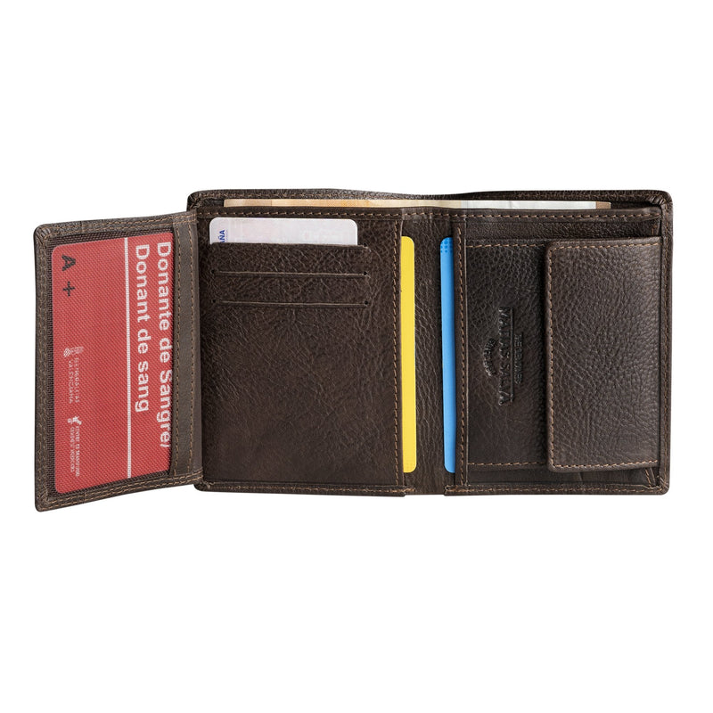 Billetero piel marrón, Colección Billeteros piel Wash. 9x11 cm - Matties Bags