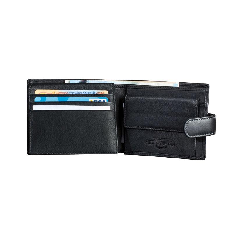 Billetero piel negro, Colección Exotic Leather. 11x9 cm - Matties Bags