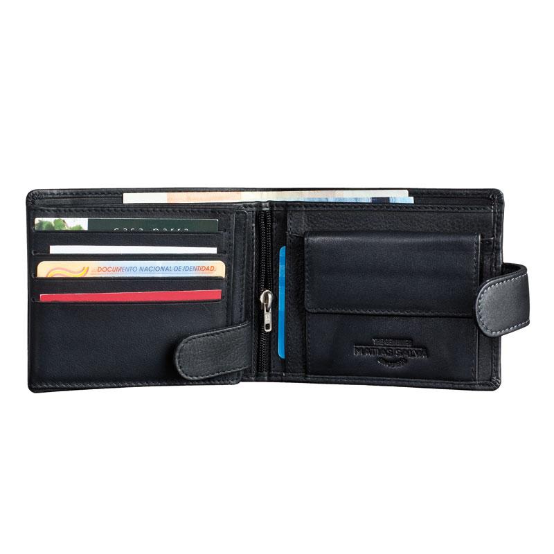 Billetero piel negro, Colección Exotic Leather. 11x9.5 cm - Matties Bags