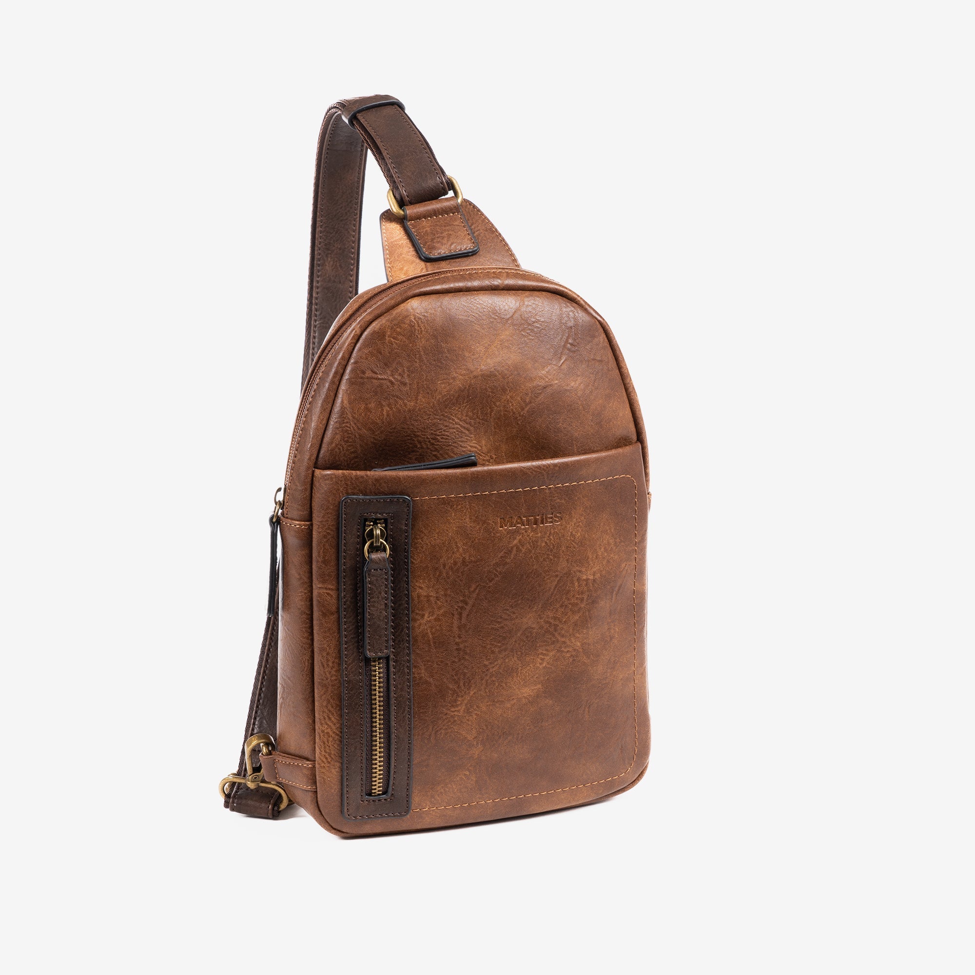 Bolso bandolera para hombre, color cuero, Colección verota. 20x30x05 cm - Matties Bags