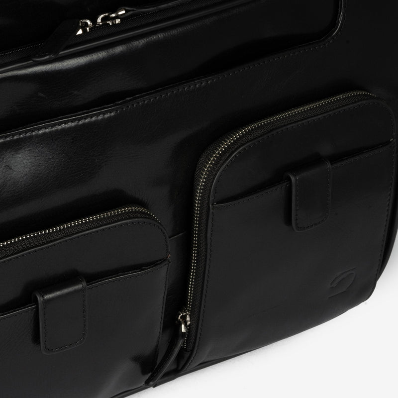 Maleta de piel negra, Colección Piel Casablanca. 41x33x17 cm - Matties Bags